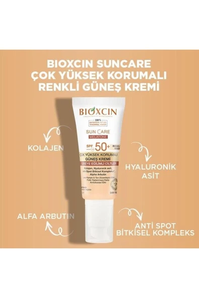 BİOXİN Bioxcin Renkli Sun Care Melatone Spf 50 Lekeye Eğilimli Ciltler İçin Çok Yüksek Korumalı Güneş Kremi ürün görseli 1
