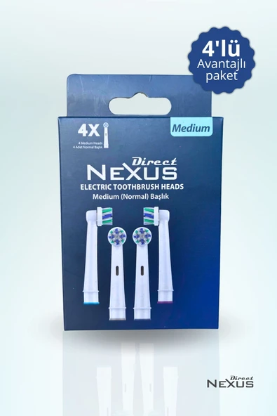 DİRECT NEXUS Elektrikli Diş Fırçası Yedek Başlığı 4'lü  Medıum Orta Sertlik ürün görseli 1