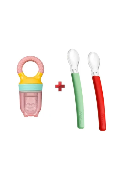 Wee Baby Beslenme Seti(2'li Silikon Kaşık+meyve Süzgeci) ürün görseli 1