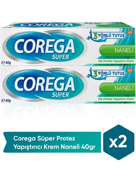 Corega Super Naneli Diş Protezi Yapıştırıcı Krem 2 x 40 G ürün görseli 1