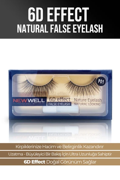 6D Effect Natural False Eyelash P01 Takma Kirpik ürün görseli 1