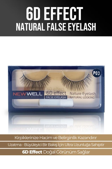 6D Effect Natural False Eyelash P03 ürün görseli 1