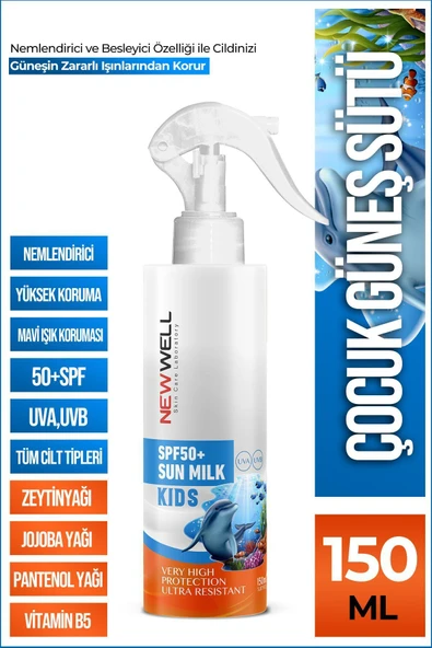 Çocuk Güneş Sütü Yüksek Koruma SPF50+ Jojoba Oil 150 ML ürün görseli 1