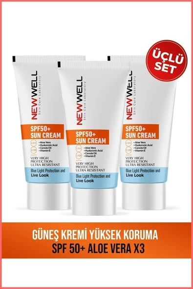 3 Adet Güneş Kremi Yüksek Koruma Spf 50+(Aloe Vera) ürün görseli 1