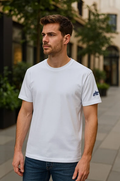 Erkek Bisiklet Yaka Basic Düz Kısa T-shirt ürün görseli 1