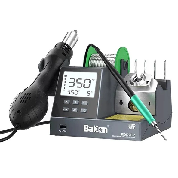 Bakon BK602 Pro İntelligent Isı Ayarlı 2 in 1 Havya İstasyonu ürün görseli 1