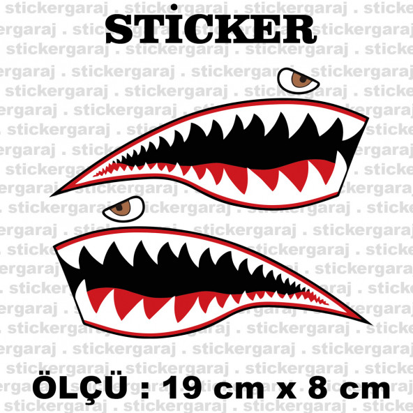 saldırgan köpek balığı dişi gözlü  sticker otomobil motosiklet kask cam araba sticker etiketleri ürün görseli 1