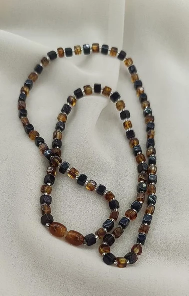 Kolye Kehribar Amber Doğaltaş Küp Kesim Karışık Renkli  Yetişkin Kolyesi ürün görseli 1