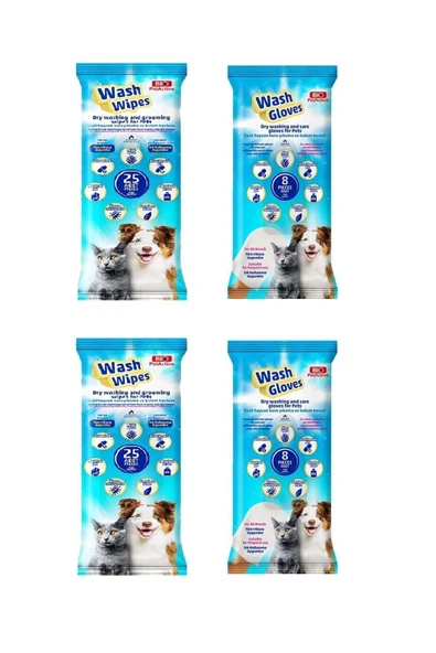 Biopetactive Wash Gloves + Wash Wipes  4 lü Paket ürün görseli 1