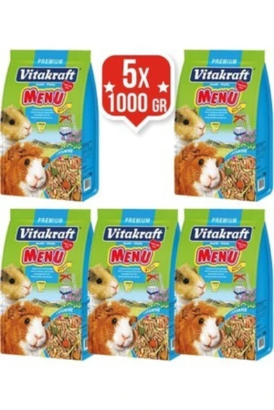 Vitakraft Premium Ginepig Yemi 1 Kg x 5 Adet ürün görseli 1