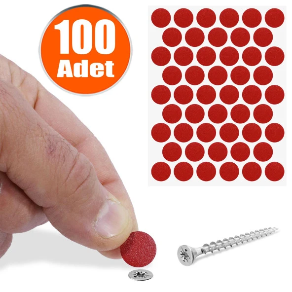 Yapışkanlı Vida Tapası Tıpası Kırmızı Vida Kapatıcı Kapağı (100 ADET) ürün görseli 1