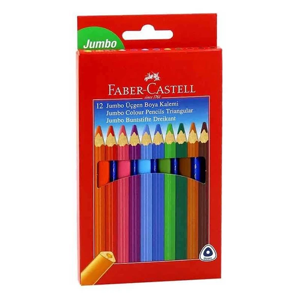 Faber Castell Jumbo Üçgen Kuru Boya 12 Renk ürün görseli 1