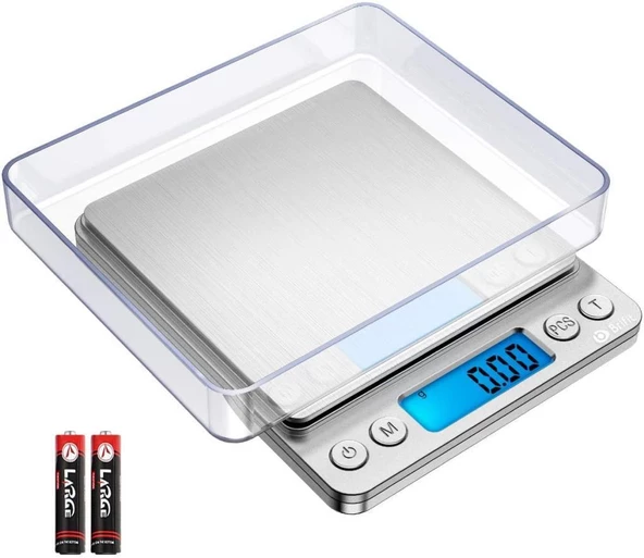 Dijital Hassas Elektronik Taşınabilir Terazi Tartı 3000Gr/ 0.1Gr Hassas Terazi 7107 ürün görseli 1