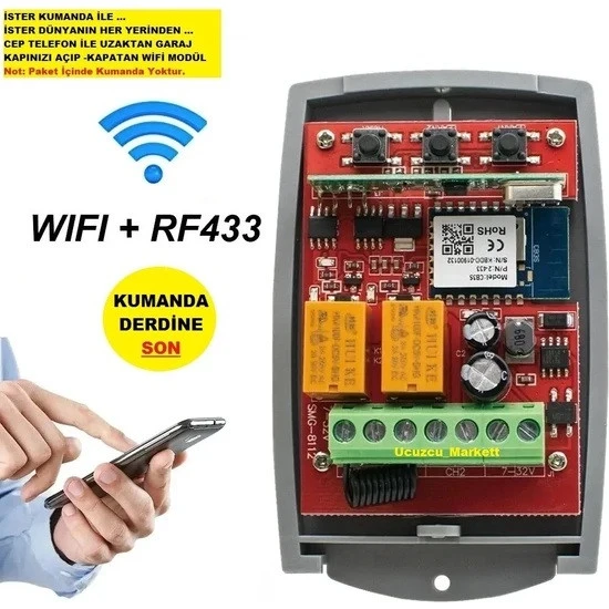 Dünyanın Her Yerinden Cep Telefon Ile Garaj Kapısını Açıp Kapatan Wifi Modül ürün görseli 1