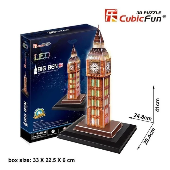 Cubic Fun 3D 28 Parça Puzzle Big Ben Saat Kulesi - İngiltere(Led ürün görseli 1