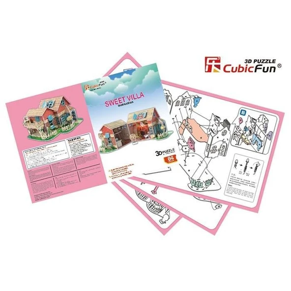 Cubic Fun 3D 84 Parça Puzzle Sevimli Villa Bebek Evi - Resim 2