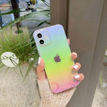 İphone 11 Pro Max Parlak Rainbow Holografik Kamera Korumalı Sert Kılıf ürün görseli 1