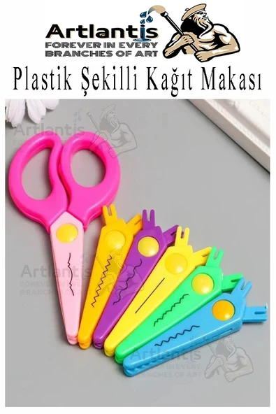 Şekilli Makas Plastik 6 lı 1 Paket Değişebilen Desenli Tırtıklı Makas Güvenli Plastik Çocuk Şekil Makas Okul Öncesi ürün görseli 1
