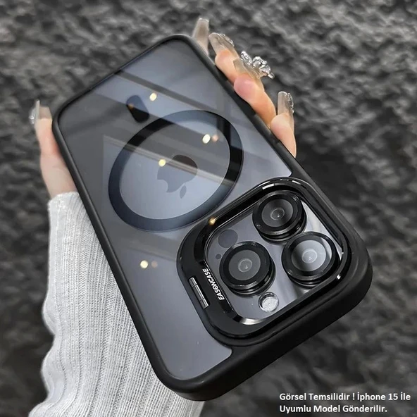 iPhone 15 Pro Max Kılıf Klon Stantlı + Lens Korumalı MagSafe Telefon Kılıfı ürün görseli 1