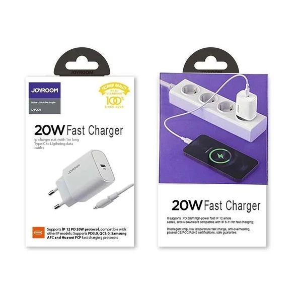 Joyroom JR-TCF20 20w Şarj Aleti ve Type-c Lightning Kablo Set ürün görseli 1