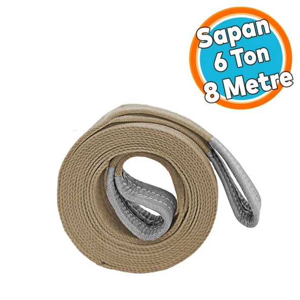 Polyester Sapan Spanzet 6 Ton 8 Metre Kahve Sağlam Yük Kaldırma Taşıma İndirme Halat ürün görseli 1