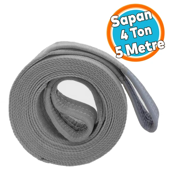 Polyester Sapan Spanzet 4 Ton 5 Metre Gri Sağlam Yük Kaldırma Taşıma İndirme Halat ürün görseli 1