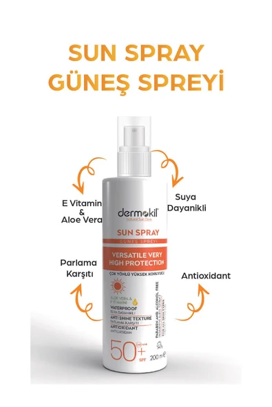 DERMOKİL GÜNEŞ SPREYİ SPF50+ 200ML - Resim 2