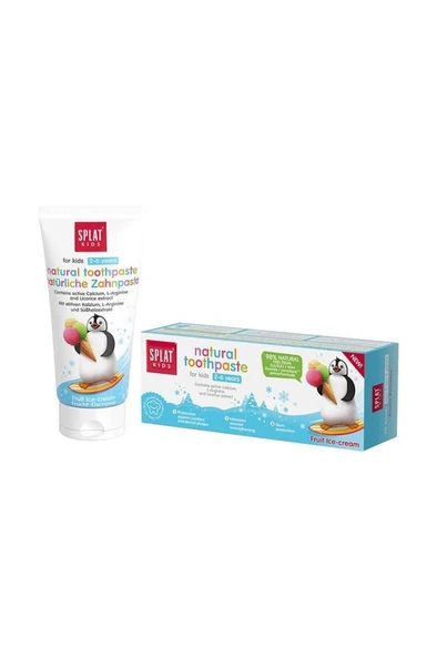 Splat Kids Natural Meyveli Dondurma 2-6 Yaş Florürsüz Çocuk Diş Macunu 50 ml ürün görseli 1
