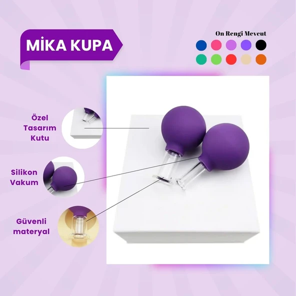 Silikon Vakumlu Mika Yüz Masaj Kupası 2'li Set Koyu Mor ürün görseli 1