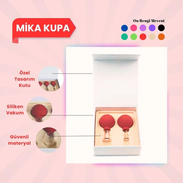 Silikon Vakumlu Mika Yüz Masaj Kupası 2'li Set Kırmızı ürün görseli 1