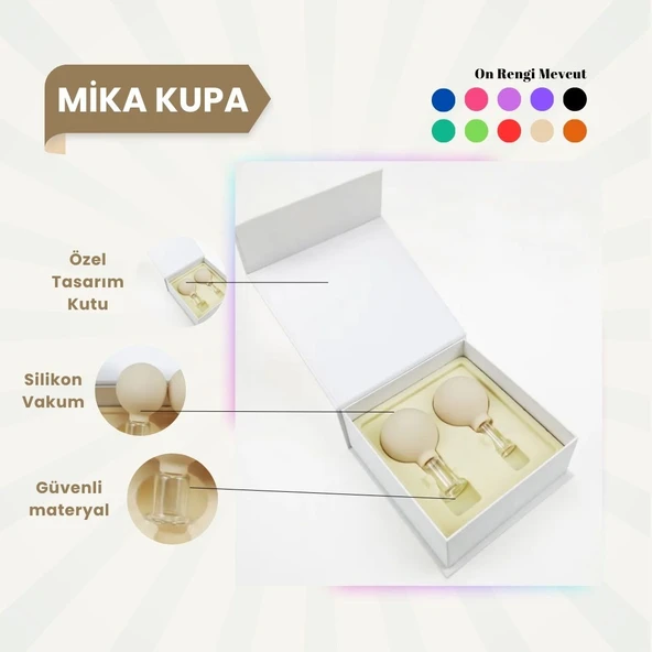 Silikon Vakumlu Mika Yüz Masaj Kupası 2'li Set Bej ürün görseli 1
