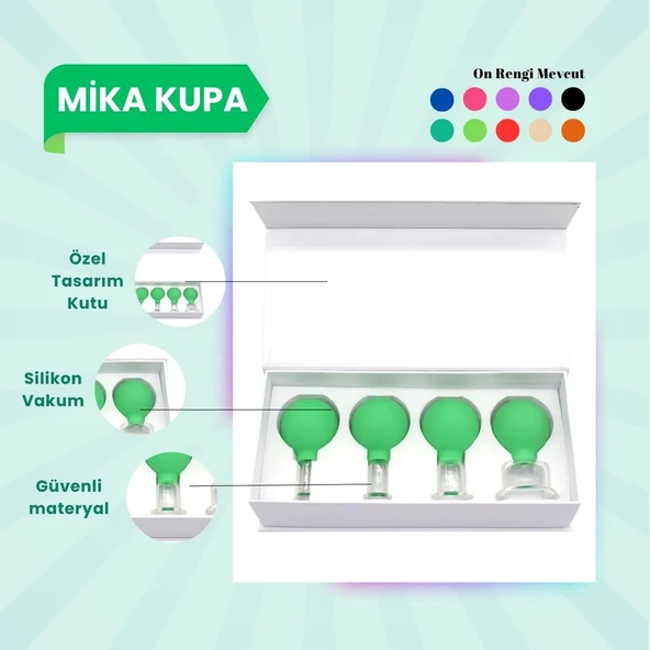 Silikon Vakumlu Mika Yüz Masaj Kupası 4'lü Set Açık Yeşil ürün görseli 1
