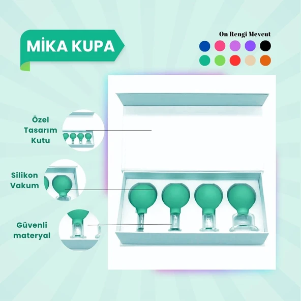 Silikon Vakumlu Mika Yüz Masaj Kupası 4'lü Set Yeşil ürün görseli 1