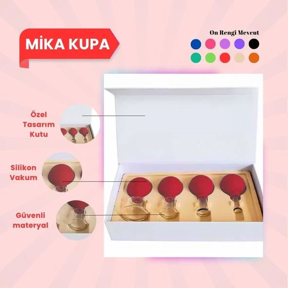 Silikon Vakumlu Mika Yüz Masaj Kupası 4'lü Set Kırmızı ürün görseli 1