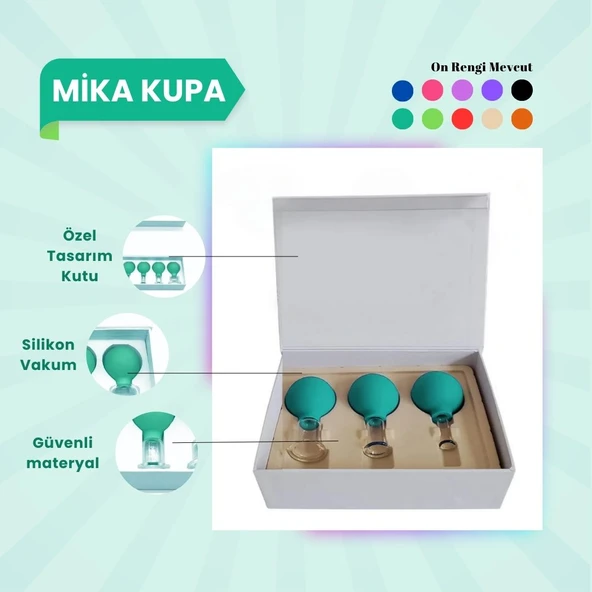 Silikon Vakumlu Mika Yüz Masaj Kupası 3'lü Set Yeşil ürün görseli 1