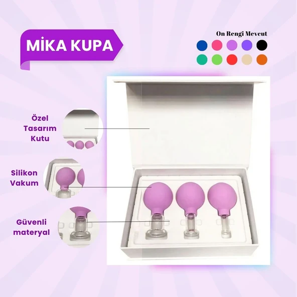 Silikon Vakumlu Mika Yüz Masaj Kupası 3'lü Set Mor ürün görseli 1