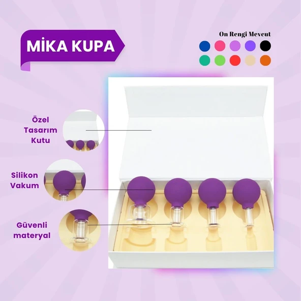 Silikon Vakumlu Mika Yüz Masaj Kupası 4'lü Set Koyu Mor ürün görseli 1