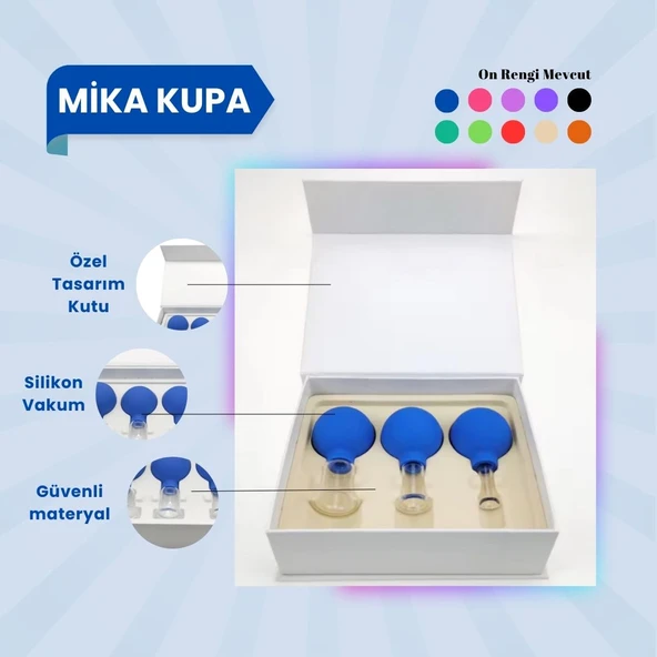 Silikon Vakumlu Mika Yüz Masaj Kupası 3'lü Set Mavi ürün görseli 1