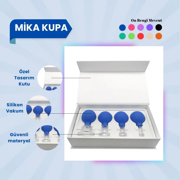 Silikon Vakumlu Mika Yüz Masaj Kupası 4'lü Set Mavi ürün görseli 1