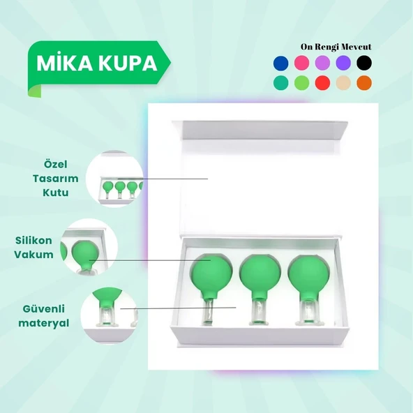 Silikon Vakumlu Mika Yüz Masaj Kupası 3'lü Set Açık Yeşil ürün görseli 1