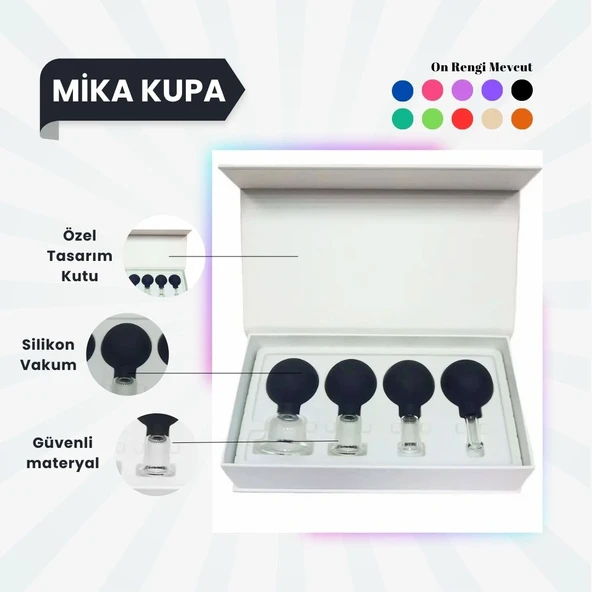 Silikon Vakumlu Mika Yüz Masaj Kupası 4'lü Set Siyah ürün görseli 1