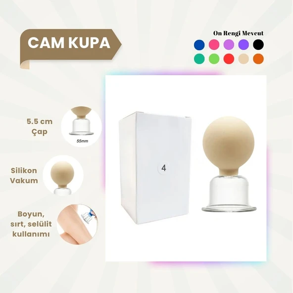 Silikon Vakumlu Cam Yüz Masaj Kupası No:4 Bej ürün görseli 1
