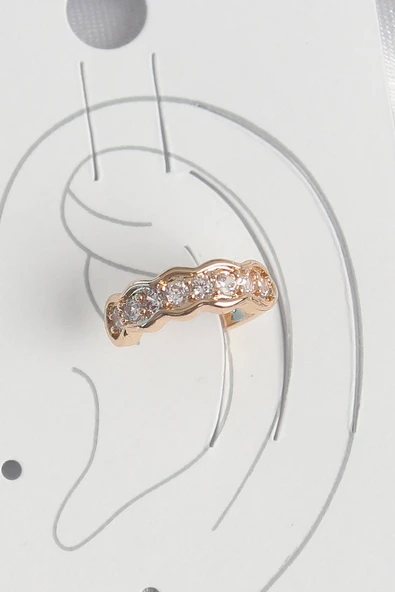 Pirinç Gold Renk Zirkon Taşlı Kadın Kıkırdak Küpe - TJ-BKP10571 ürün görseli 1