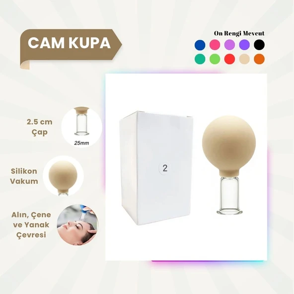 Silikon Vakumlu Cam Yüz Masaj Kupası No:2 Bej ürün görseli 1