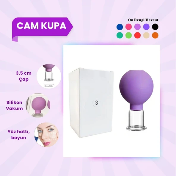 Silikon Vakumlu Cam Yüz Masaj Kupası No:3 Koyu Mor ürün görseli 1