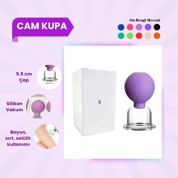 Silikon Vakumlu Cam Yüz Masaj Kupası No:4 Koyu Mor ürün görseli 1