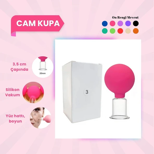 Silikon Vakumlu Cam Yüz Masaj Kupası No:3 Pembe ürün görseli 1