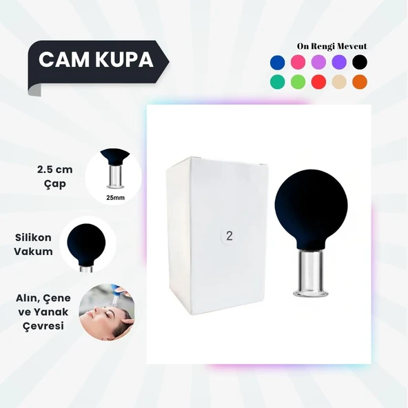 Silikon Vakumlu Cam Yüz Masaj Kupası No:2 Siyah ürün görseli 1
