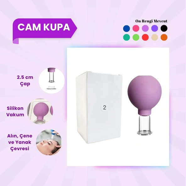 Silikon Vakumlu Cam Yüz Masaj Kupası No:2 Mor ürün görseli 1