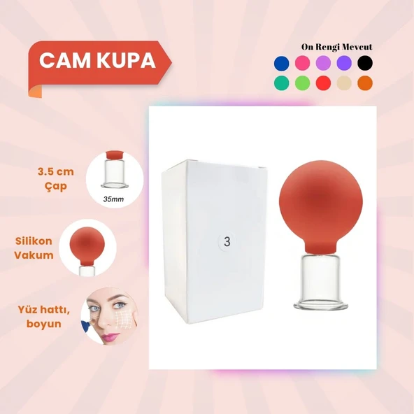 Silikon Vakumlu Cam Yüz Masaj Kupası No:3 Turuncu ürün görseli 1